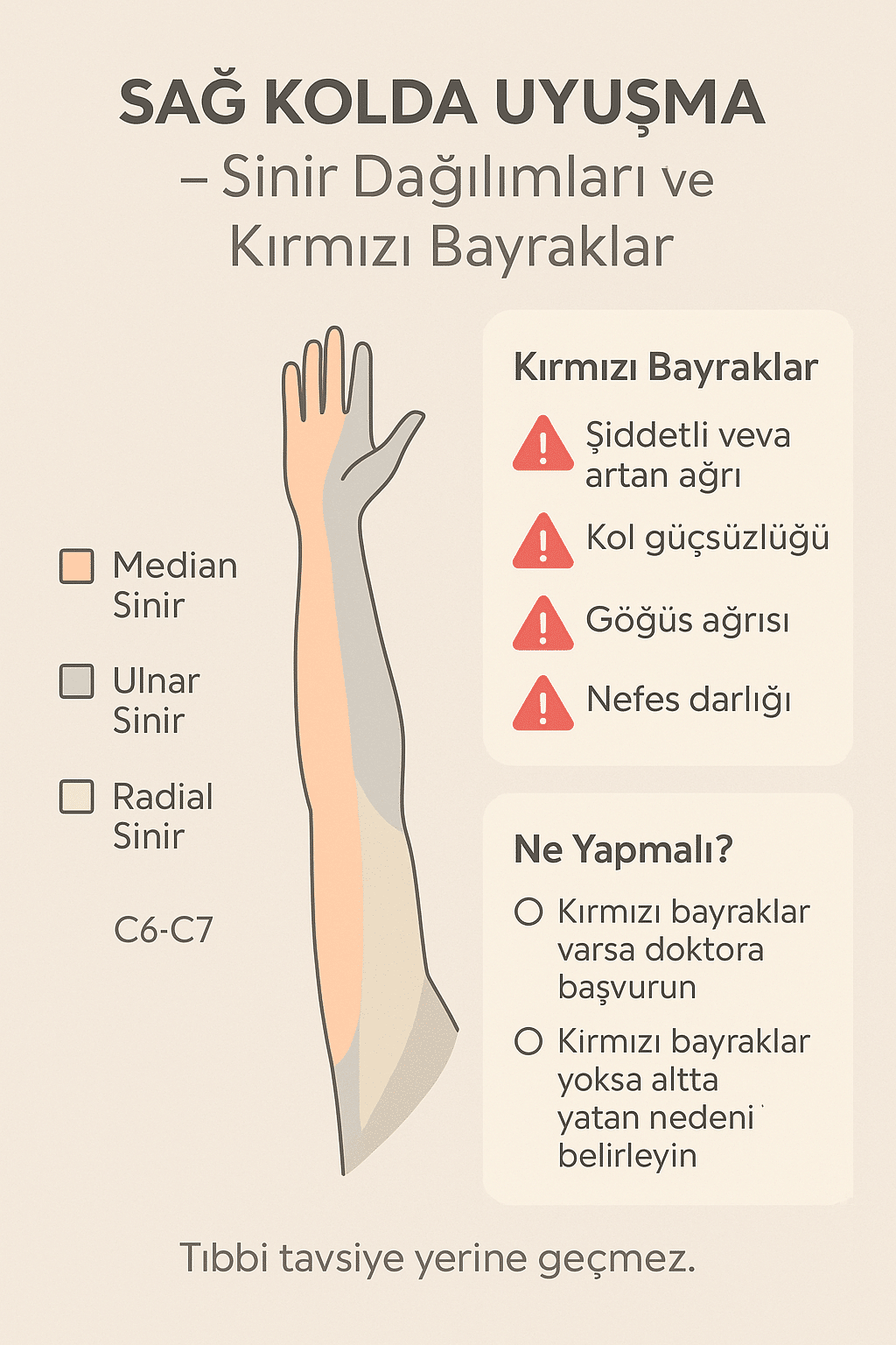 sağ kol uyuşması, Sağ Kolda Uyuşma: Nedenleri, Tehlike Sinyalleri, Hangi Bölüm Bakar, Tanı–Tedavi, Egzersiz ve SSS (2025)