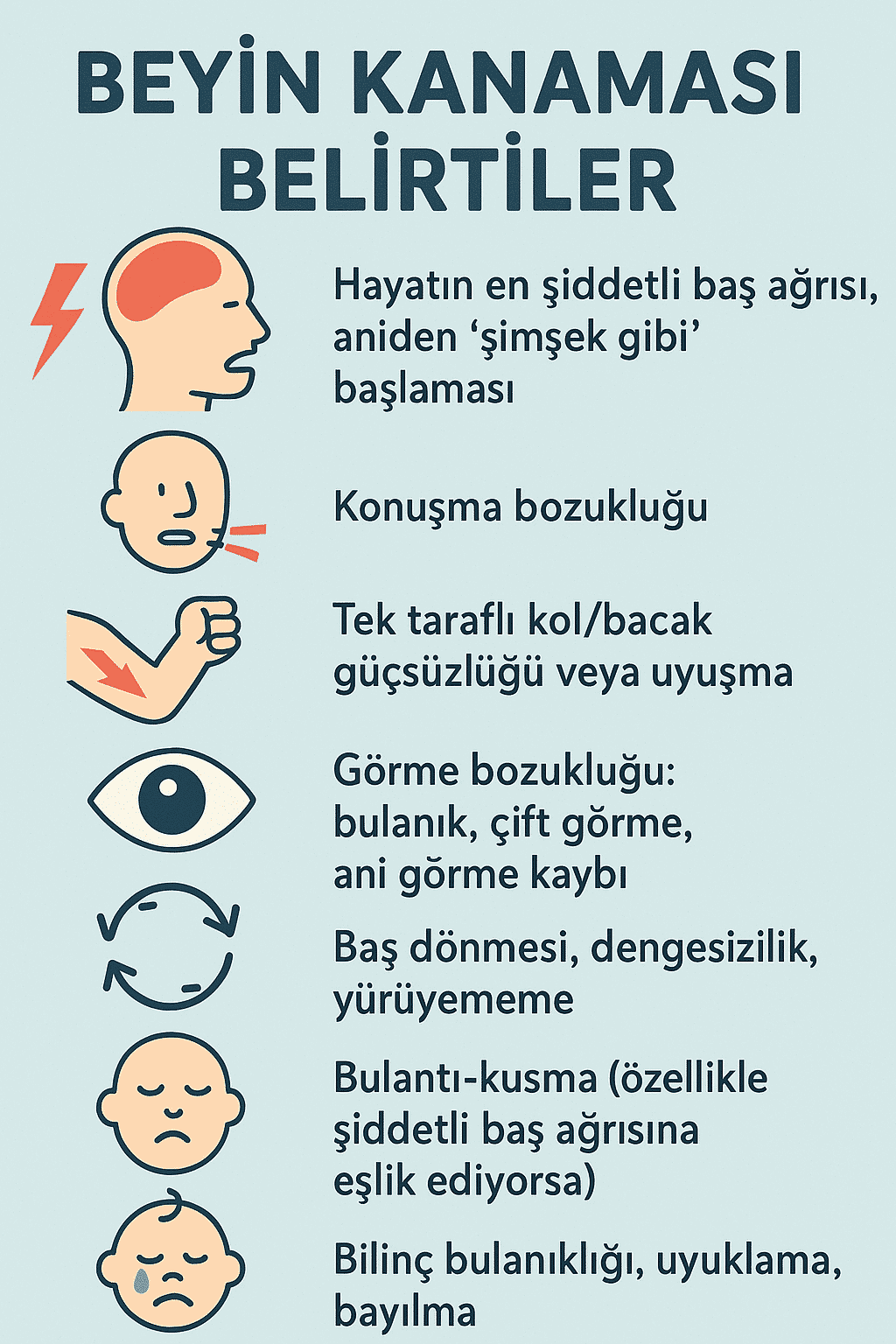 beyin kanaması belirtiler