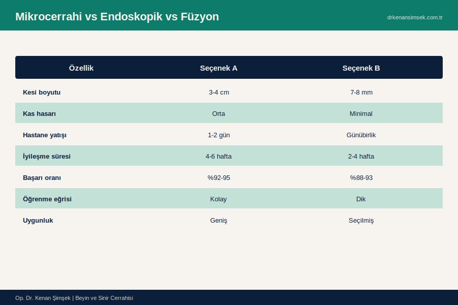 Mikrocerrahi vs Endoskopik vs Füzyon